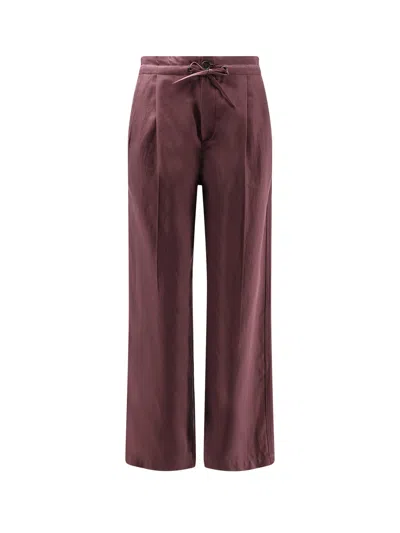 Brunello Cucinelli Cotton And Linen Trousers In Brown