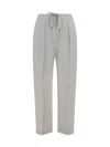 Brunello Cucinelli Drawstring Waist Straight Leg Trousers In Chalk