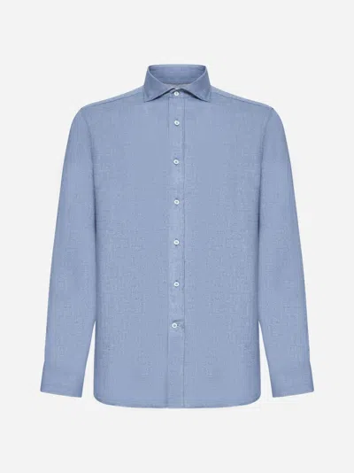 Brunello Cucinelli Light Blue Chevron Flannel Shirt