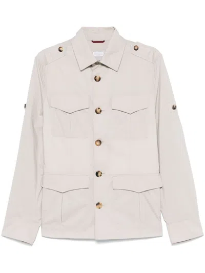 Brunello Cucinelli Cotton And Nylon Water-resistant Jacket In Neutral