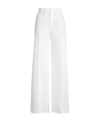 Brunello Cucinelli Cotton And Paper Yarn Diagonal Loose Flared Trousers With Monili In White