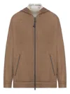 Brunello Cucinelli Women Cotton And Silk Blend Hoodie In Brown