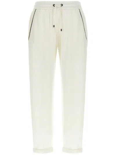 BRUNELLO CUCINELLI BRUNELLO CUCINELLI COTTON AND SILK BLEND TROUSERS