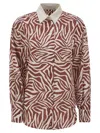 Brunello Cucinelli Cotton And Silk Ethnic Print Poplin Shirt In Red