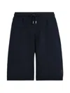 Brunello Cucinelli Cotton And Silk French-terry Double-knit Bermuda Shorts With Logo In Blue