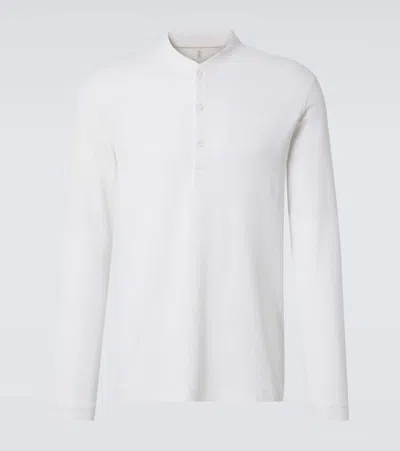 Brunello Cucinelli Cotton And Silk Henley Shirt In White