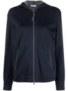 Brunello Cucinelli Cotton And Silk Hoodie In Blue