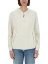 Brunello Cucinelli Women's Cotton And Silk Blend Hoodie In Ivory