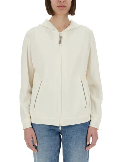 Brunello Cucinelli Cotton And Silk Interlock Topwear In Beige