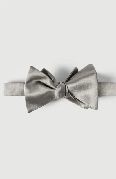 Brunello Cucinelli Cotton And Silk Satin Bow Tie In Gray