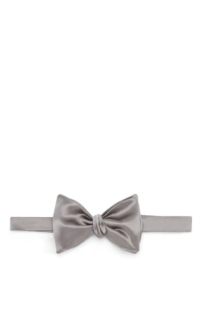 Brunello Cucinelli Cotton And Silk Satin Bow Tie In Grey
