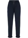 Brunello Cucinelli Cotton And Silk Trousers In Blue