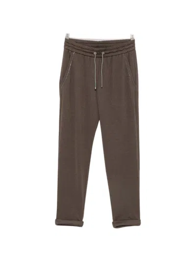Brunello Cucinelli Cotton And Silk Trousers In Brown