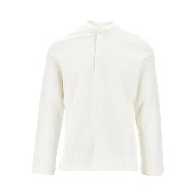 Brunello Cucinelli Cotton And Silk T-shirt With Henley Collar In White