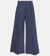 Brunello Cucinelli Cotton And Silk Wide-leg Pants In Blue