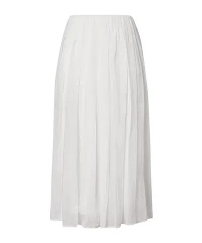 Brunello Cucinelli Cotton And Tulle Midi Skirt In White