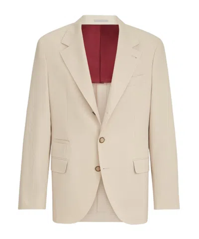 Brunello Cucinelli Cotton And Virgin Wool Gabardine Deconstructed Blazer In Neutral
