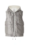 Brunello Cucinelli Cotton And Viscose Sleek Velvet Down Vest With Shiny Trims In Silver