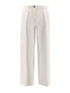 Brunello Cucinelli Women Cotton And Wool Trousers With Adjustable Drawstring In White