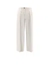 Brunello Cucinelli Cotton And Wool Trousers With Adjustable Drawstring In Neutral