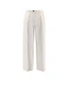 Brunello Cucinelli Women Cotton And Wool Trousers With Adjustable Drawstring In White