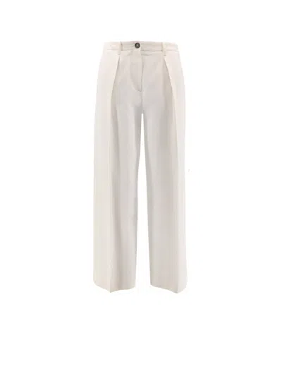 BRUNELLO CUCINELLI COTTON AND WOOL TROUSERS WITH ADJUSTABLE DRAWSTRING