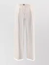 Brunello Cucinelli Cotton And Wool Trousers With Adjustable Drawstring In White