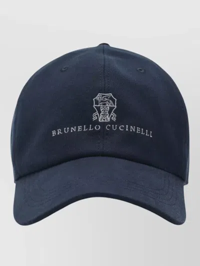 Brunello Cucinelli Cotton Baseball Cap Curved Brim Design In Blue