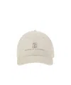 Brunello Cucinelli Baseball Cap In Garment-dyed Twisted Cotton Gabardine With Embroidered Logo In White
