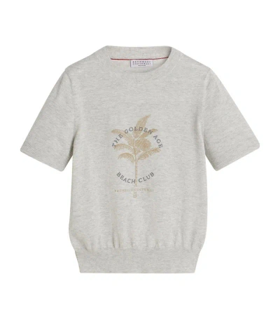Brunello Cucinelli Kids' Cotton Beach Club T-shirt (4-12 Years) In Grey