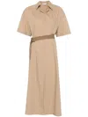 Brunello Cucinelli Women Cotton Belted Dress In Neutral