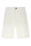 Brunello Cucinelli Garment-dyed Cotton Bermuda Shorts In White