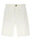 Brunello Cucinelli Garment-dyed Cotton Bermuda Shorts In White