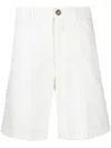 Brunello Cucinelli White Cotton Gabardine Bermuda Shorts In White