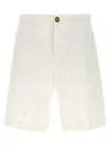 Brunello Cucinelli Bermuda Shorts In White Cotton Trousers White In Neutral