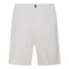 Brunello Cucinelli Men Garment-dyed Bermuda Shorts In Twisted Cotton Gabardine In White