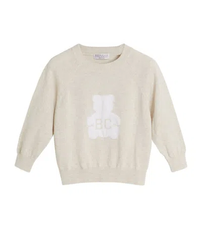 Brunello Cucinelli Kids' Cotton Bernie Bear Sweater (2-6 Years) In Neutrals
