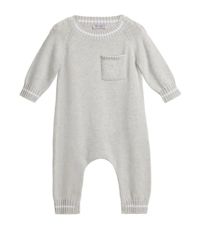 Brunello Cucinelli Babies' Fine-knit Cotton Romper In Grey