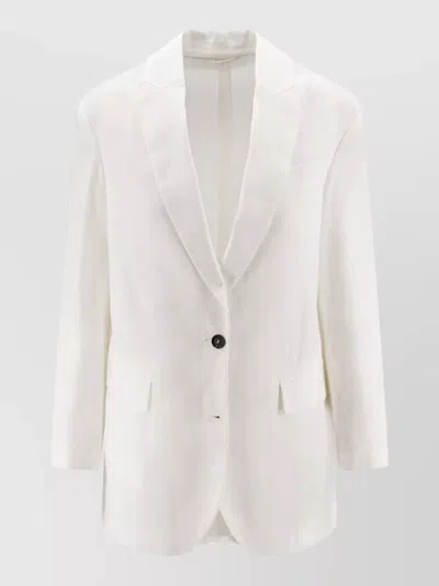 Brunello Cucinelli Cotton Blazer Single Breasted Button Cuffs In White
