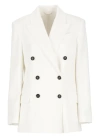 Brunello Cucinelli White Double-breasted Blazer With Buttons In Cotton Woman In White