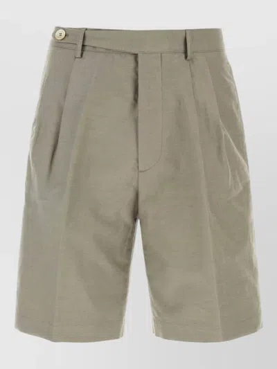 Brunello Cucinelli Cotton Blend Bermuda Shorts Pleated Front In Neutral