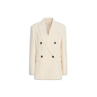 Brunello Cucinelli Cotton Blend Blazer In Neutral
