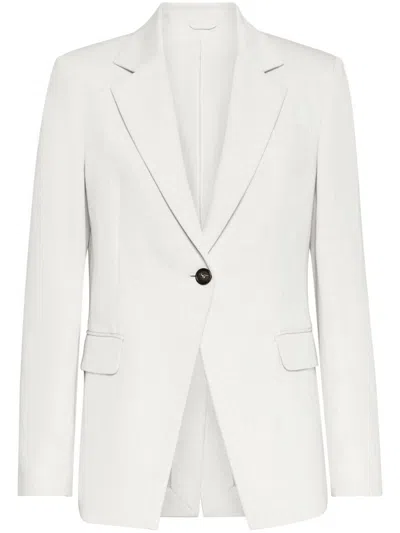 Brunello Cucinelli Cotton Blend Blazer In White