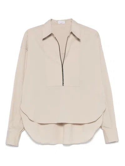 Brunello Cucinelli Cotton-blend Blouse In White
