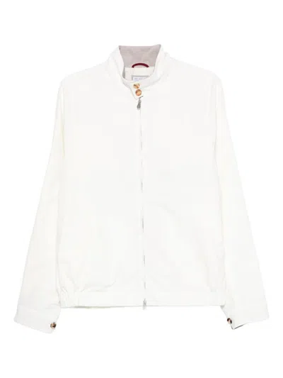 Brunello Cucinelli Men Cotton Blend Blouson Jacket In White