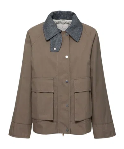 Brunello Cucinelli Cotton Blend Canvas Jacket In Brown