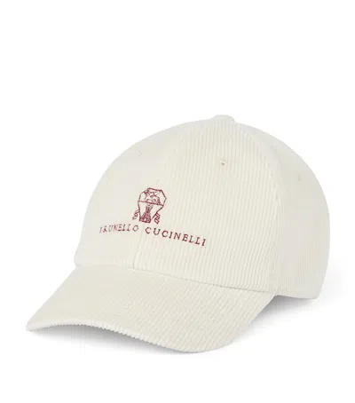 Brunello Cucinelli Cotton-blend Corduroy Cap In White