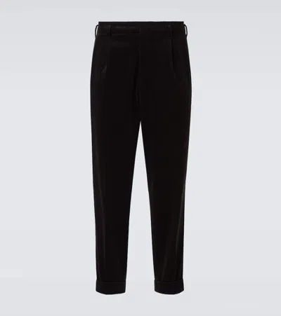 Brunello Cucinelli Cotton-blend Corduroy Straight Pants In Black