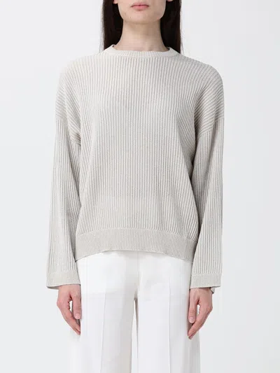 Brunello Cucinelli Cotton Blend Crew Neck Sweater In Gray