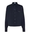 Brunello Cucinelli Cotton-blend Cropped Shirt In Blue